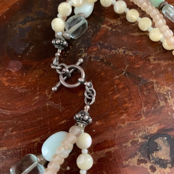 Handmade Bali Sterling Silver Multi-Strand Pendant Necklace with Stones & MOP - Picture 3 of 7